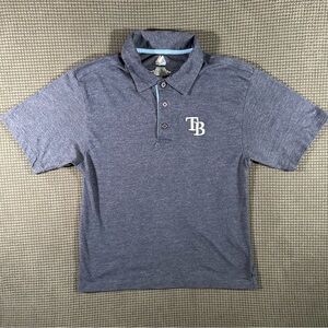 Majestic MLB Tampa Bay Rays TB Polo Shirt Blue Size S